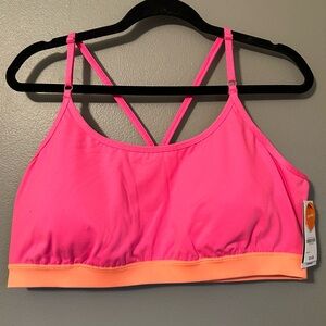 NWT Ideology 2X Women’s Low Impact Criss-Cross Pink & Orange Stretch Sports Bra!